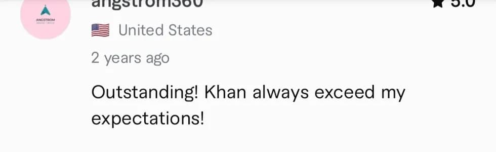 Fiverr client review screenshot for KhanCopyX writing and editing service quality