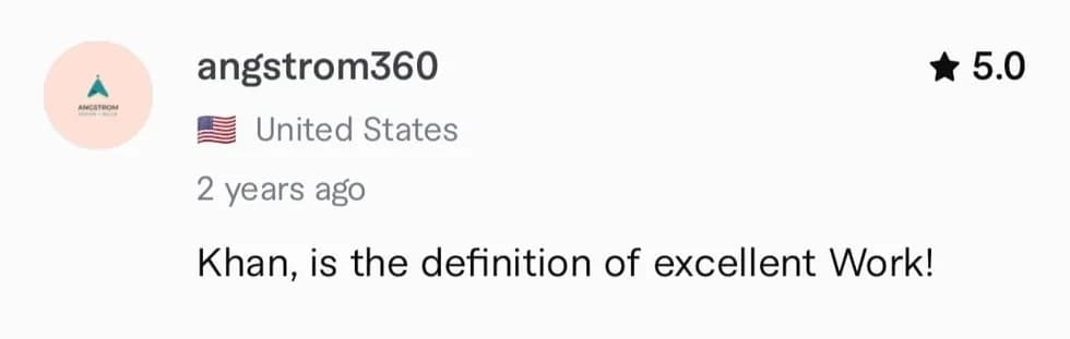Fiverr buyer review screenshot for KhanCopyX copywriting and editing support