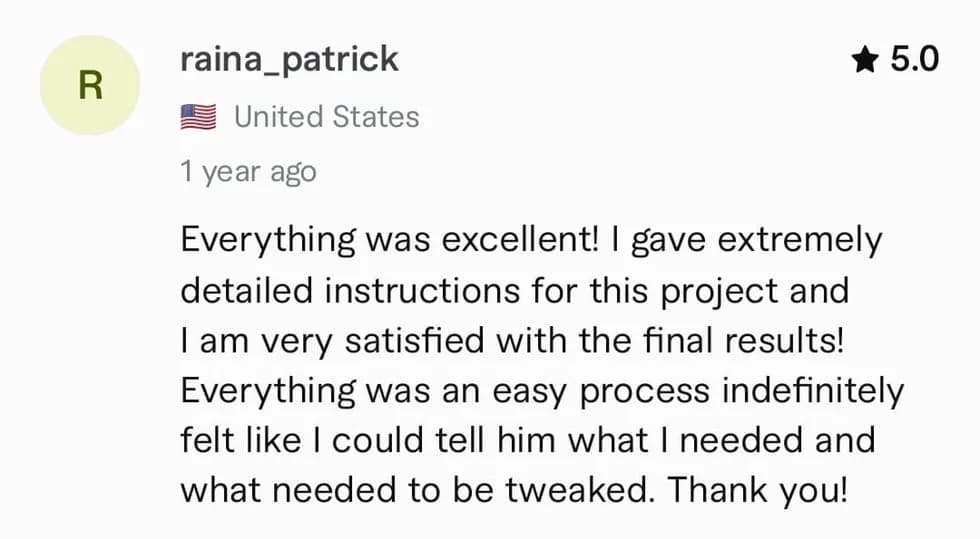 Detailed Fiverr review screenshot for KhanCopyX professional writing assistance